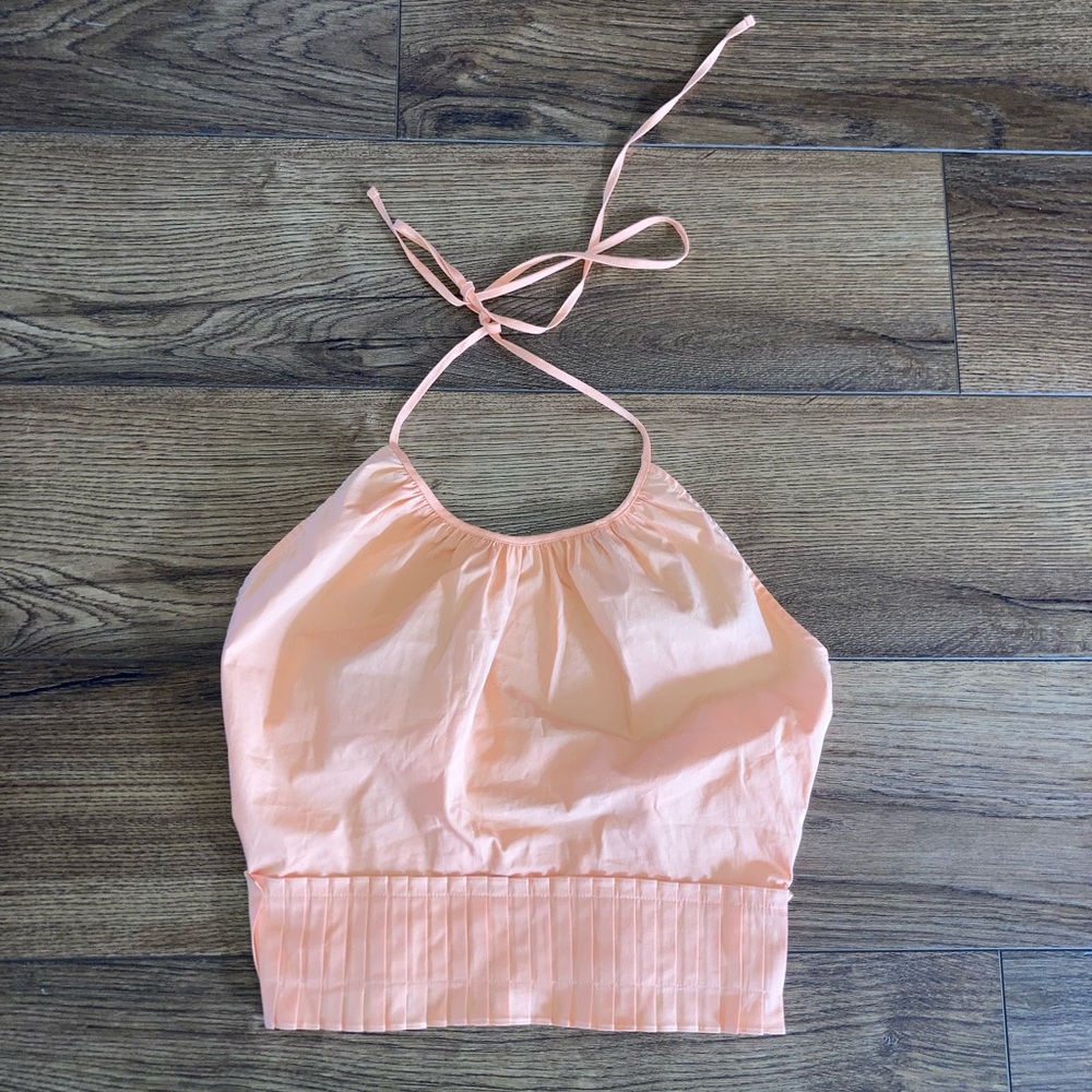 Ramy brook womens Halter Crop Top in Peach orange color size L